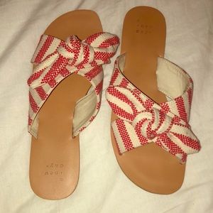 Orange and white bow sandals